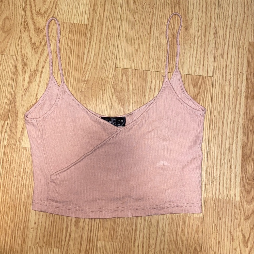 Top Shop Pink Cropped Tank Top, Size 2
